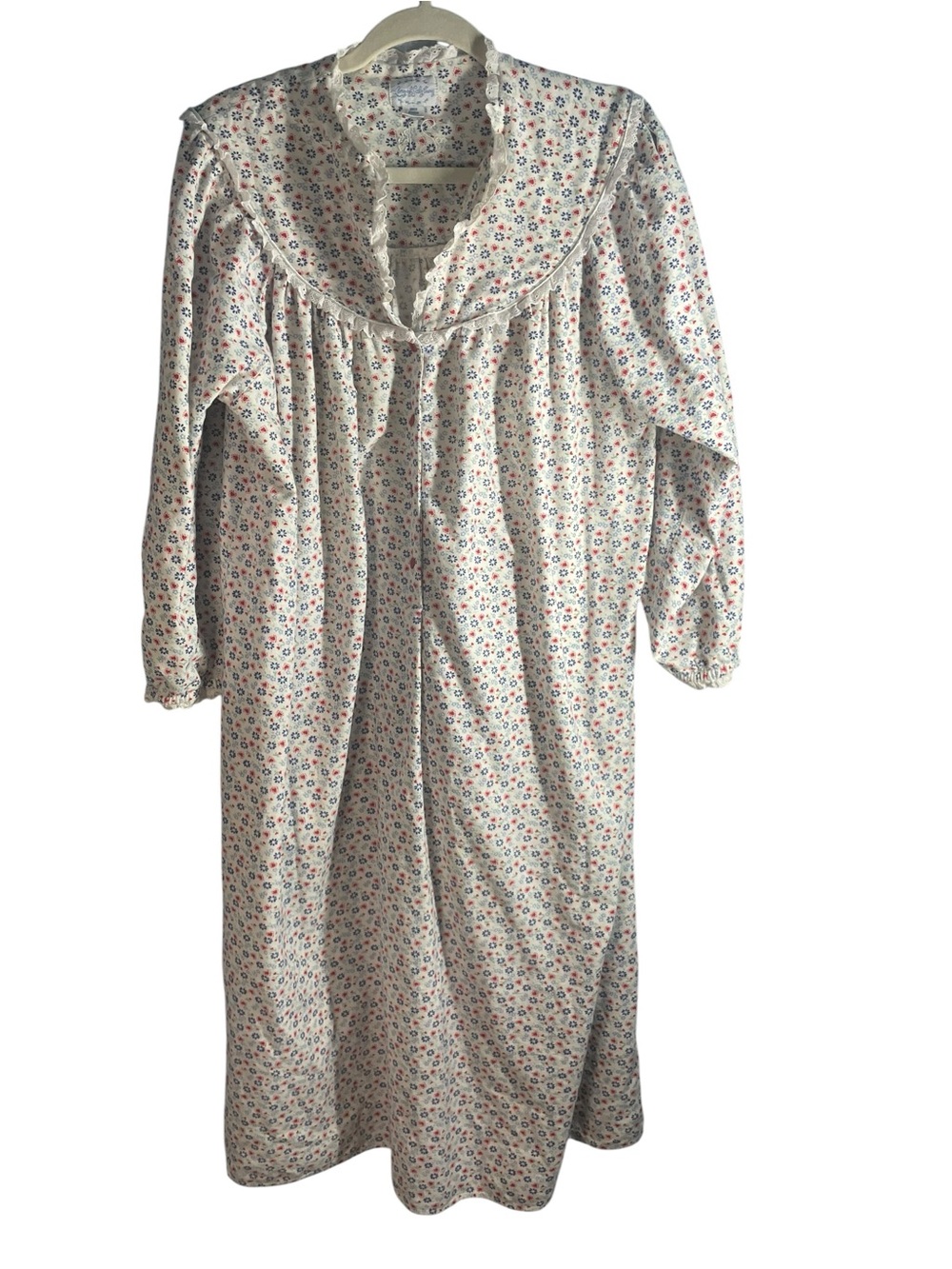 Lanz of Salzburg Floral Nightgown Sz. M Cottagecore Lace Edged Collar
